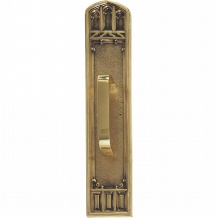 Oxford Pull Plate With Traditional Pull, Highlighted Brass Finish - 3.38 X 18 In.